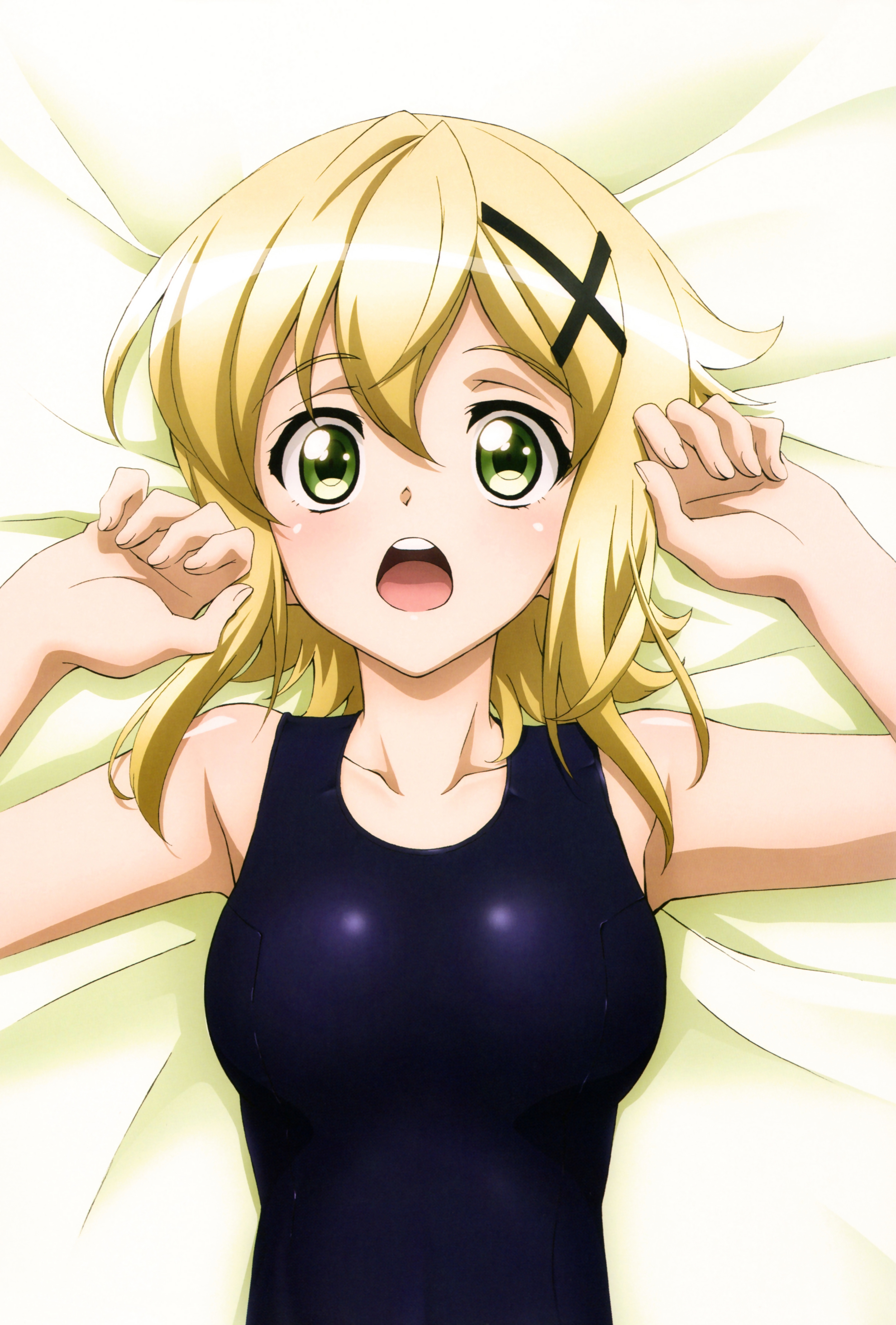 The Big Imageboard Tbib O Absurdres Akatsuki Kirika Armpits Bangs Bed Sheet Blonde Hair 3581